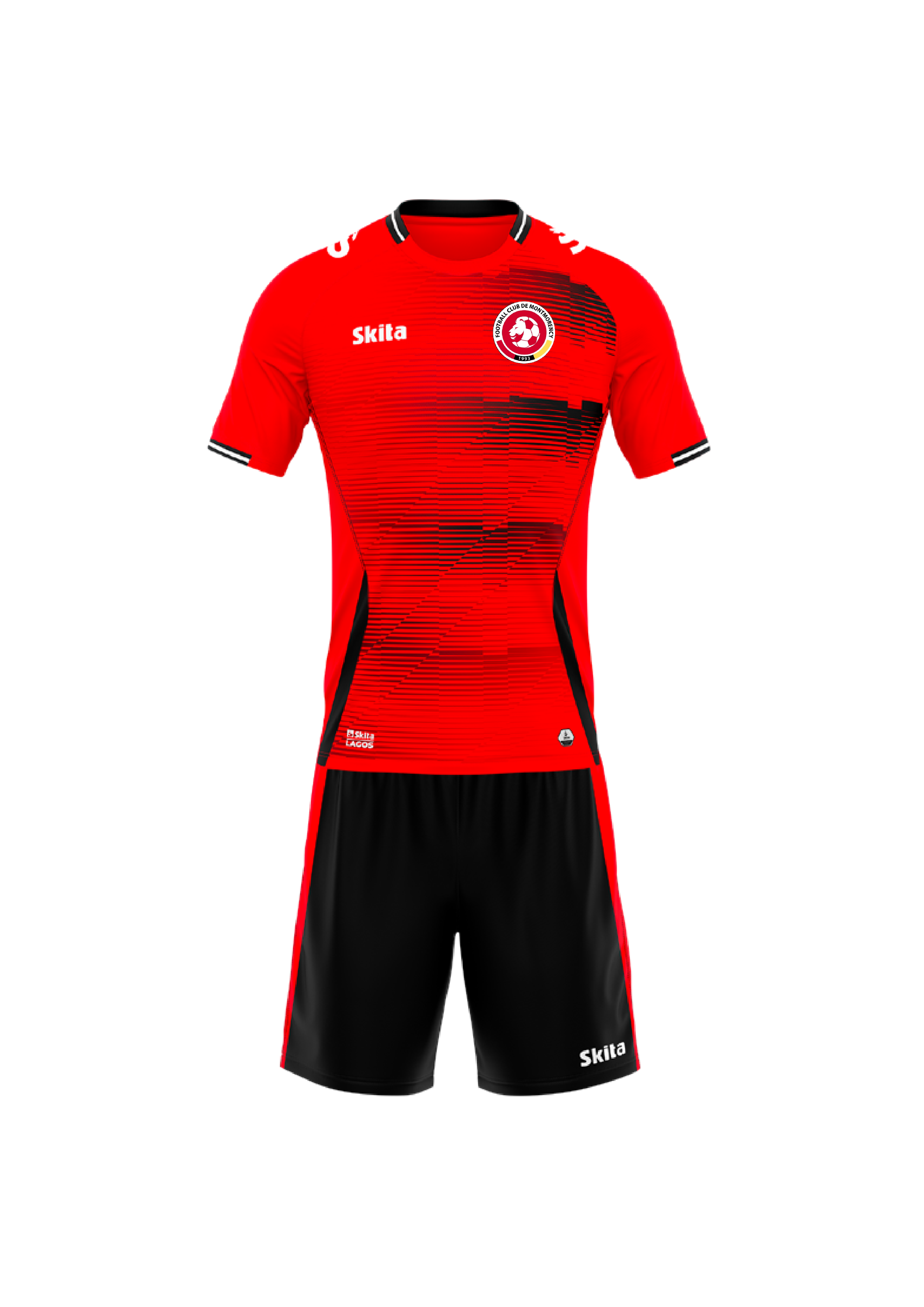 Maillot/short LAGOS rouge/noir (FC MONTMORENCY)